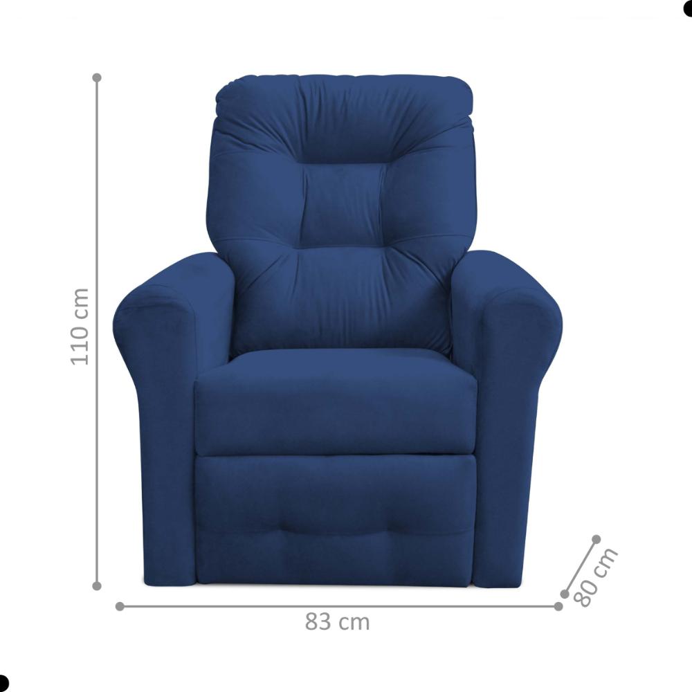 Poltrona para Descanso Reclinável Lima Suede Azul