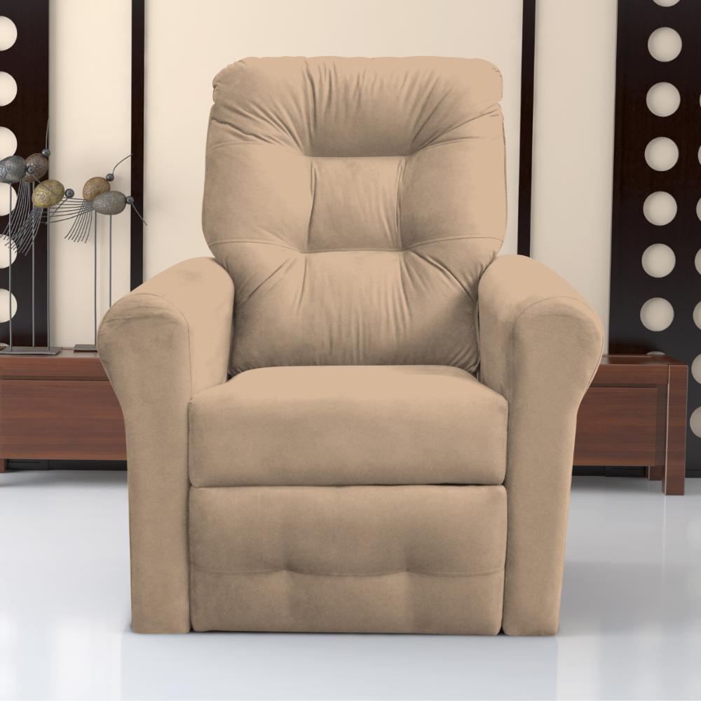 Poltrona para Descanso Reclinável Lima Suede Bege