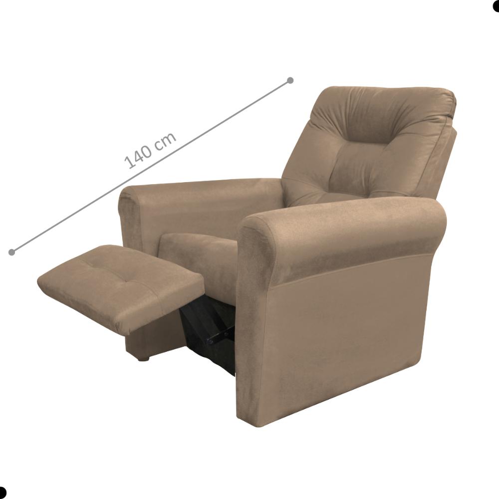 Poltrona para Descanso Reclinável Lima Suede Bege