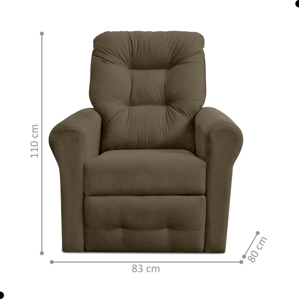 Poltrona para Descanso Reclinável Lima Suede Cappuccino