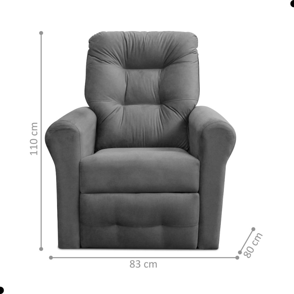 Poltrona para Descanso Reclinável Lima Suede Cinza