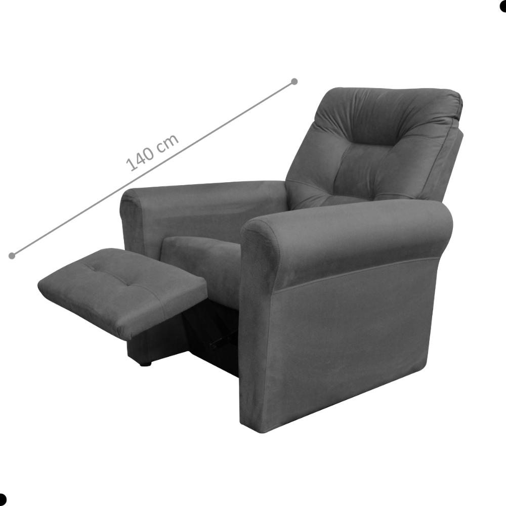 Poltrona para Descanso Reclinável Lima Suede Cinza