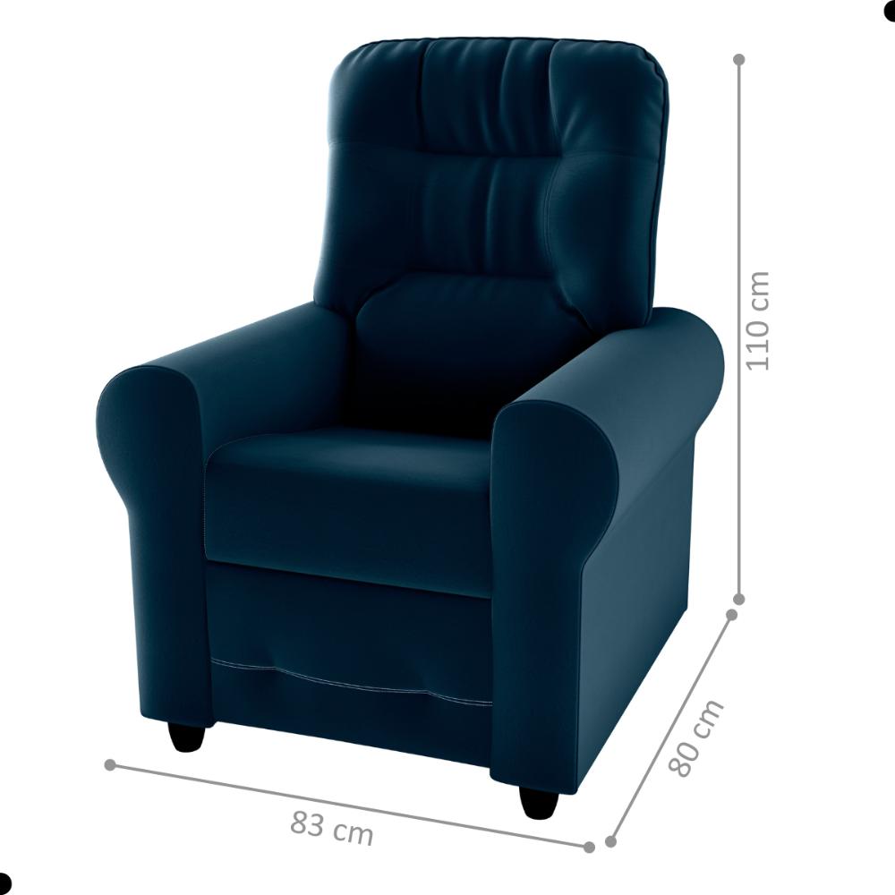 Poltrona para Descanso Reclinável Lima Veludo Azul