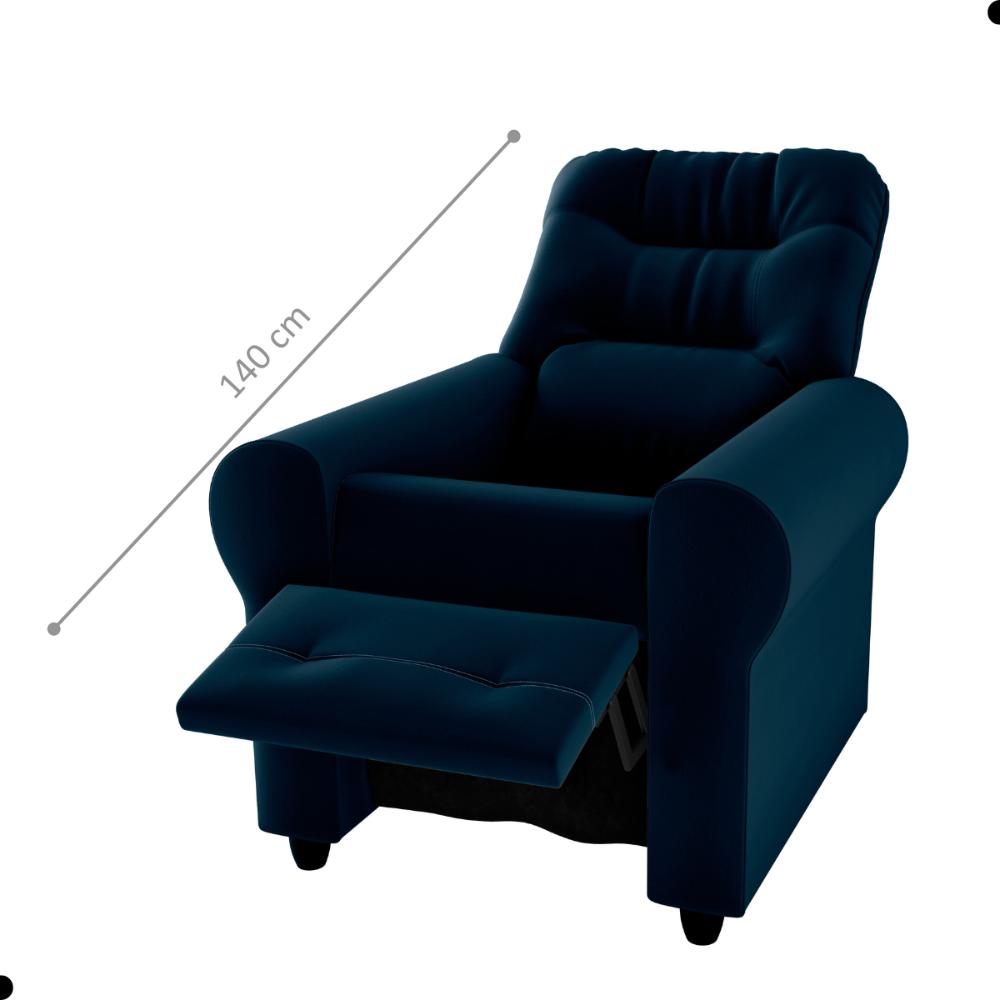 Poltrona para Descanso Reclinável Lima Veludo Azul