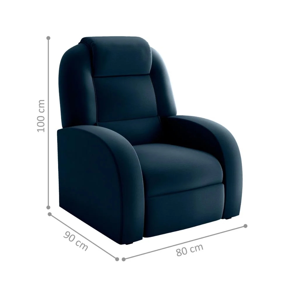 Poltrona para Sala Reclinável Larry Veludo Azul