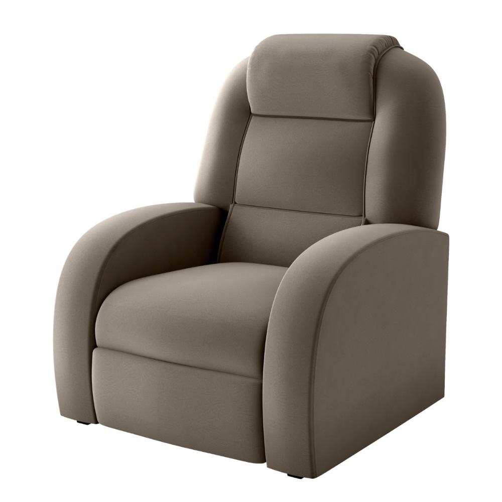 Poltrona para Sala Reclinável Larry Veludo Cappuccino