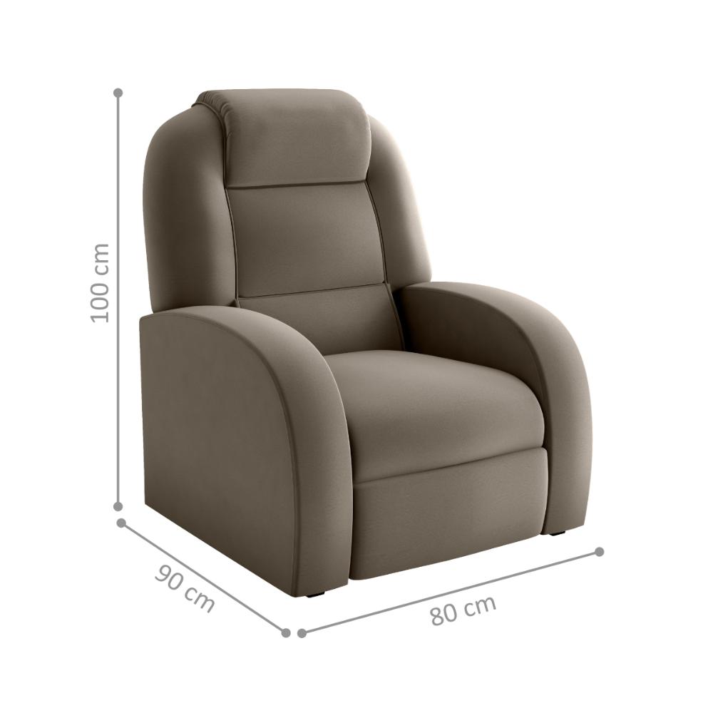 Poltrona para Sala Reclinável Larry Veludo Cappuccino