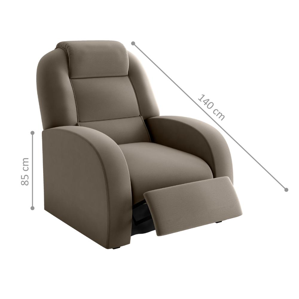 Poltrona para Sala Reclinável Larry Veludo Cappuccino
