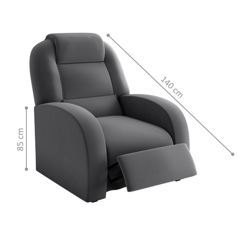 Poltrona para Sala Reclinável Larry Veludo Cinza