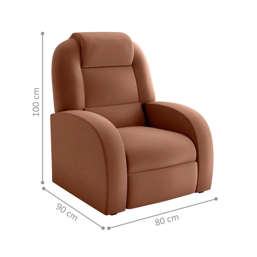 Poltrona para Sala Reclinável Larry Veludo Cobre