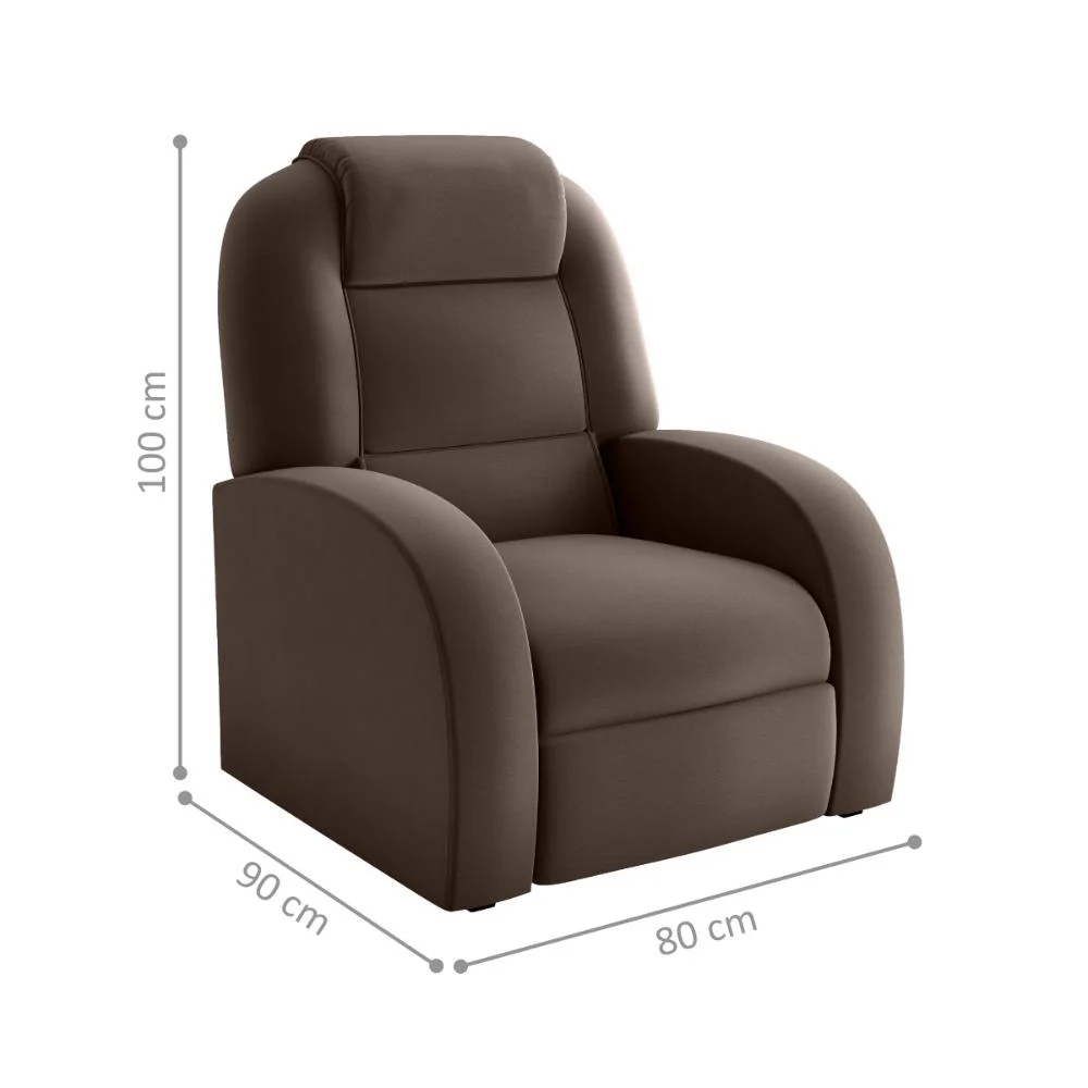 Poltrona para Sala Reclinável Larry Veludo Marrom