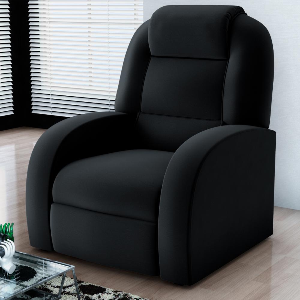 Poltrona para Sala Reclinável Larry Veludo Preto