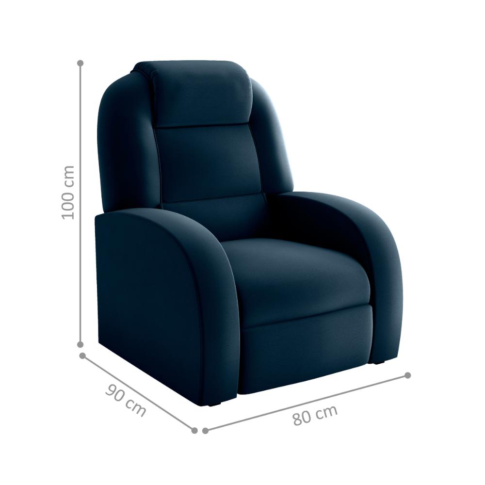 Poltrona para Sala Reclinável Roma Veludo Azul