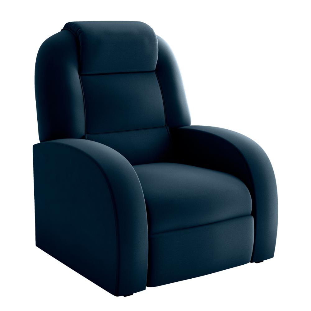 Poltrona para Sala Reclinável Roma Veludo Azul