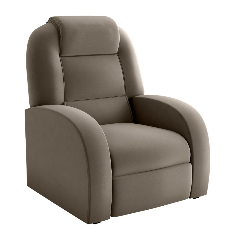 Poltrona para Sala Reclinável Roma Veludo Cappuccino