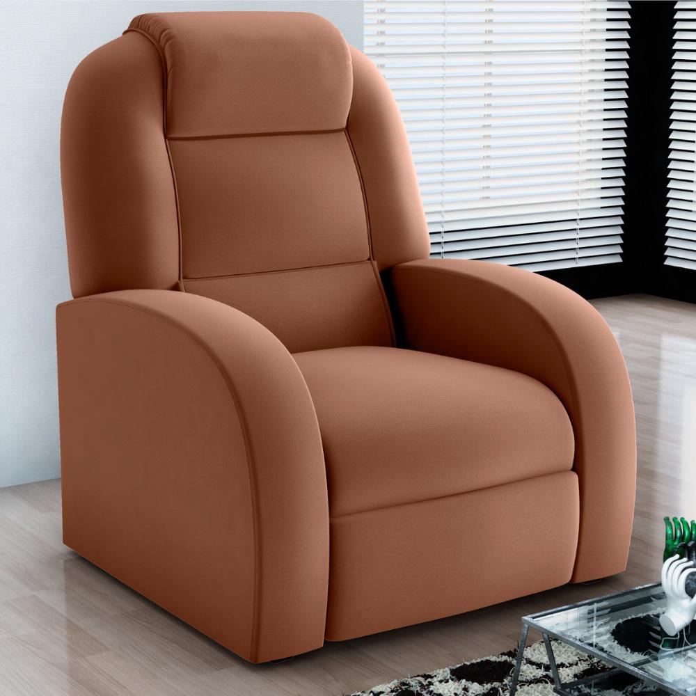 Poltrona para Sala Reclinável Roma Veludo Cobre