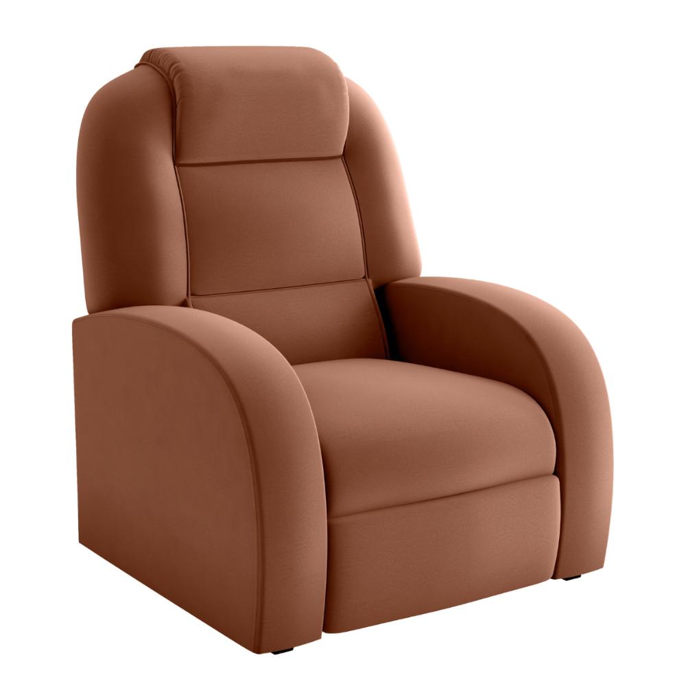 Poltrona para Sala Reclinável Roma Veludo Cobre