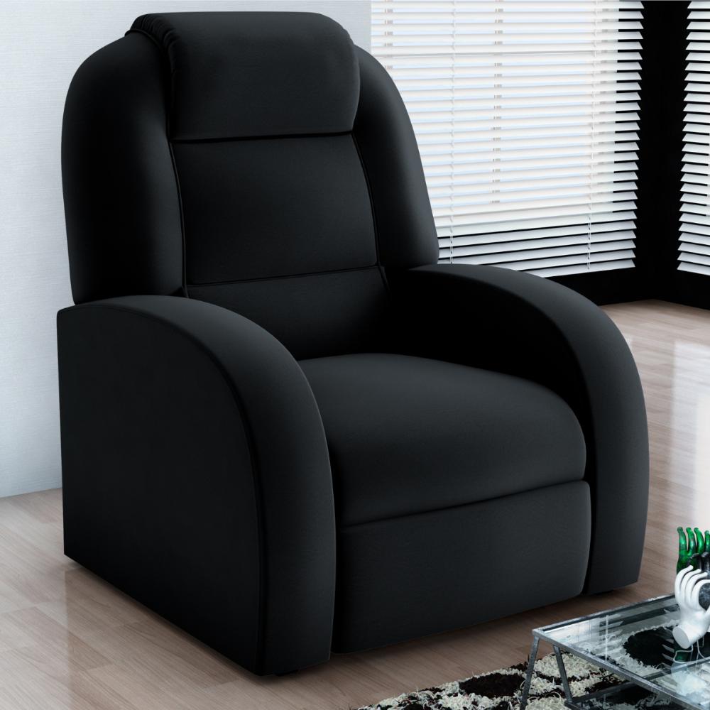 Poltrona para Sala Reclinável Roma Veludo Inca Preto