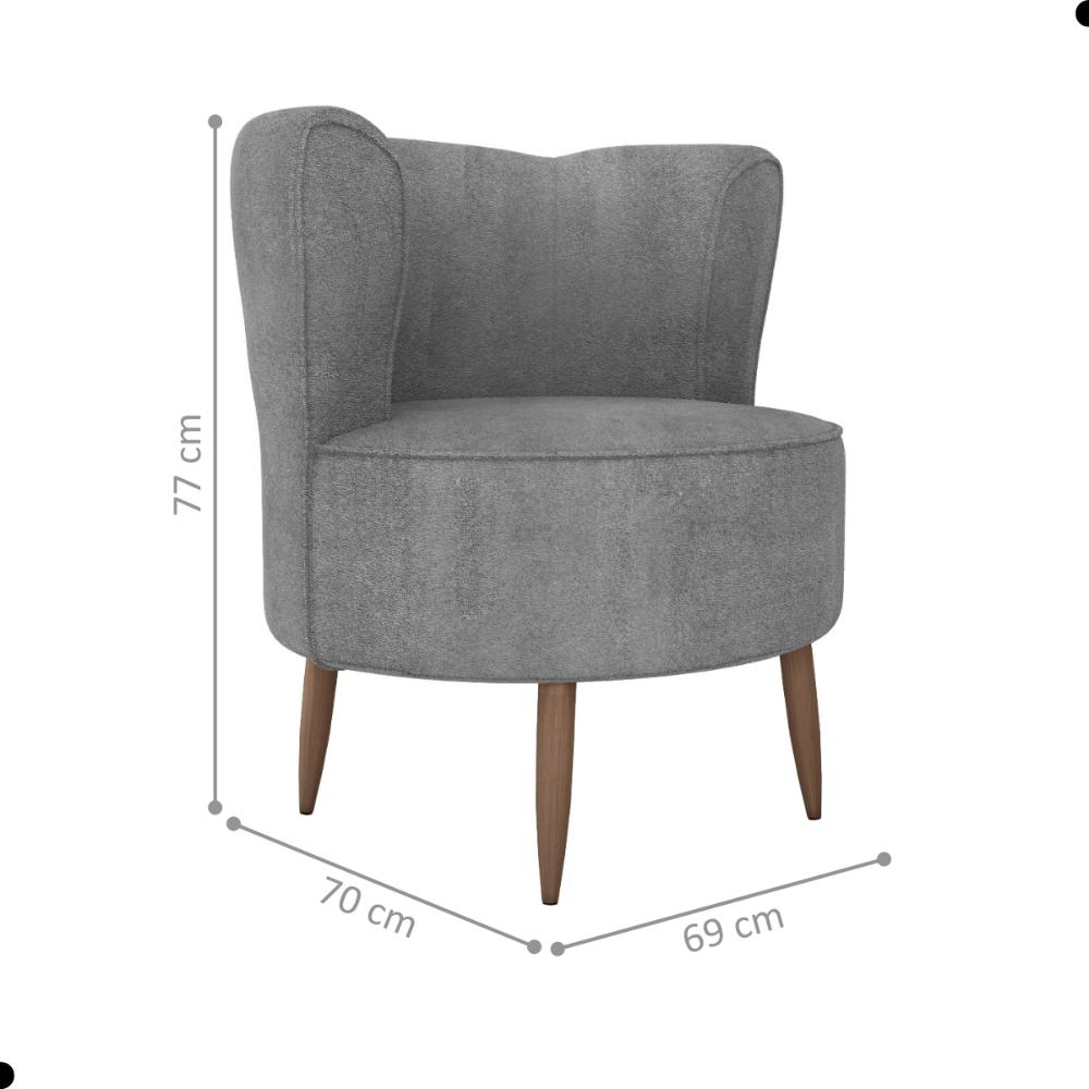 Poltrona para Sala de Recepção Bela Boucle Cinza