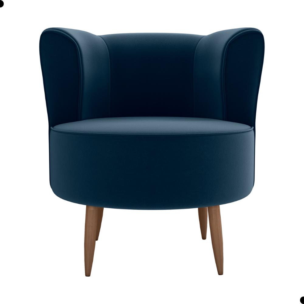Poltrona para Sala de Recepção Bela Veludo Azul