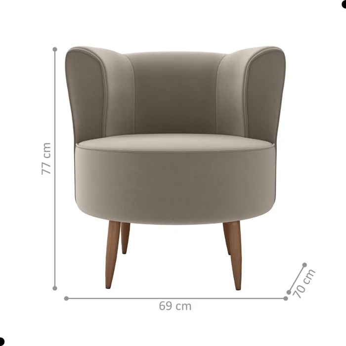Poltrona para Sala de Recepção Bela Veludo Cappuccino