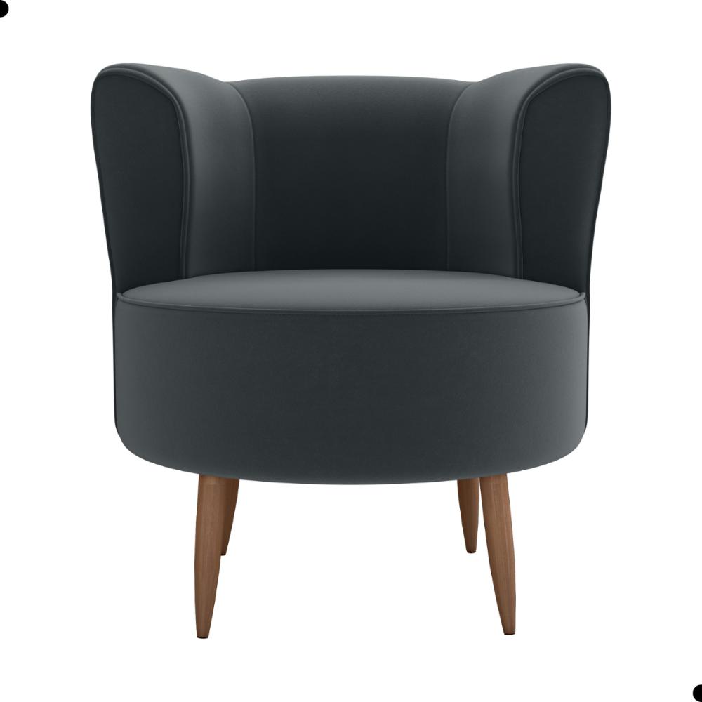 Poltrona para Sala de Recepção Bela Veludo Cinza