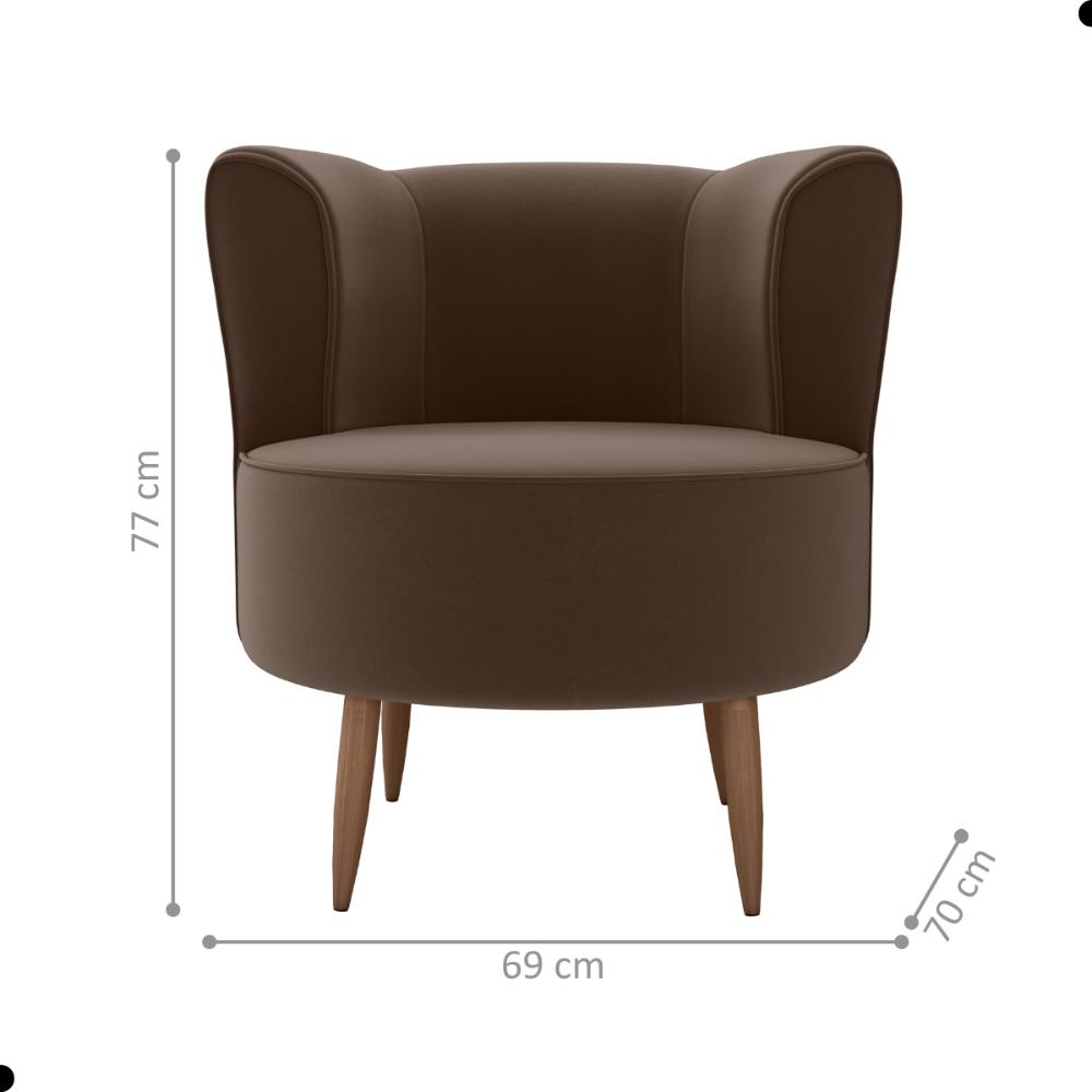 Poltrona para Sala de Recepção Bela Veludo Marrom