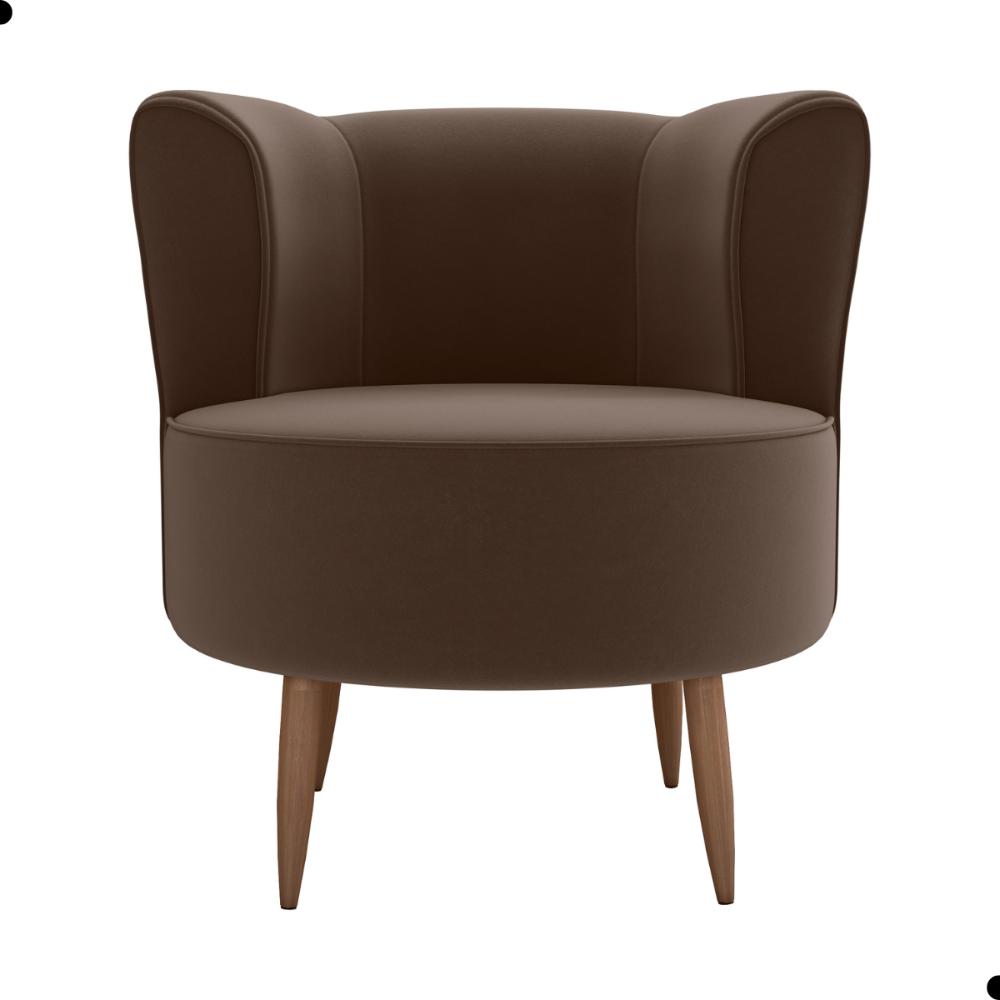 Poltrona para Sala de Recepção Bela Veludo Marrom