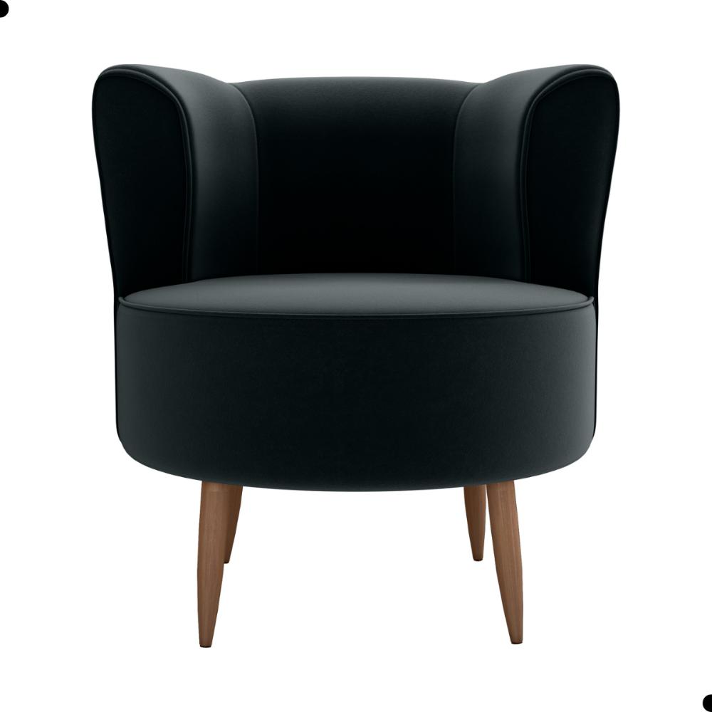 Poltrona para Sala de Recepção Bela Veludo Preto