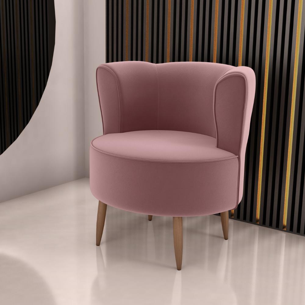 Poltrona para Sala de Recepção Bela Veludo Rose