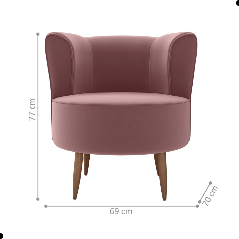 Poltrona para Sala de Recepção Bela Veludo Rose