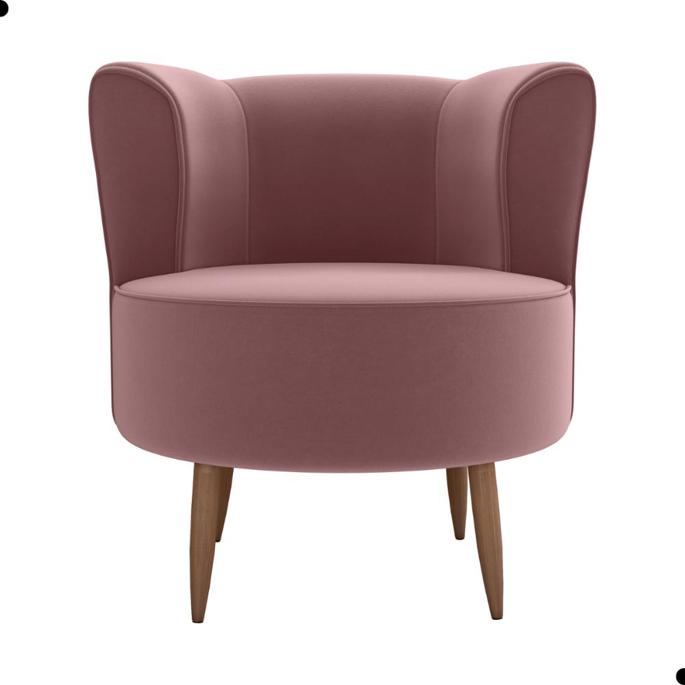 Poltrona para Sala de Recepção Bela Veludo Rose