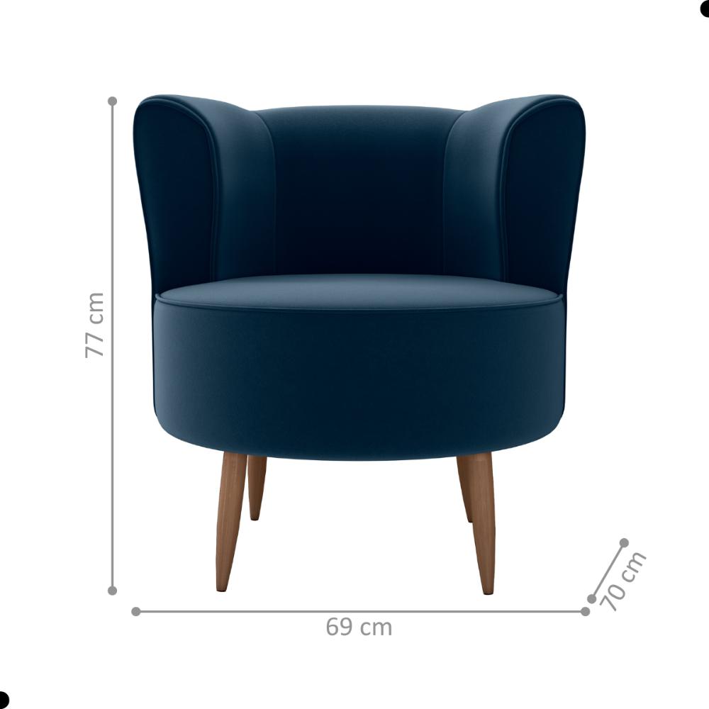 Poltrona para Sala de Recepção Ceará Veludo Azul