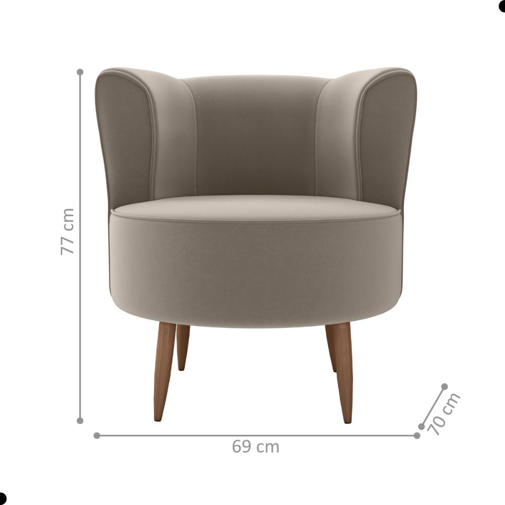 Poltrona para Sala de Recepção Ceará Veludo Cappuccino