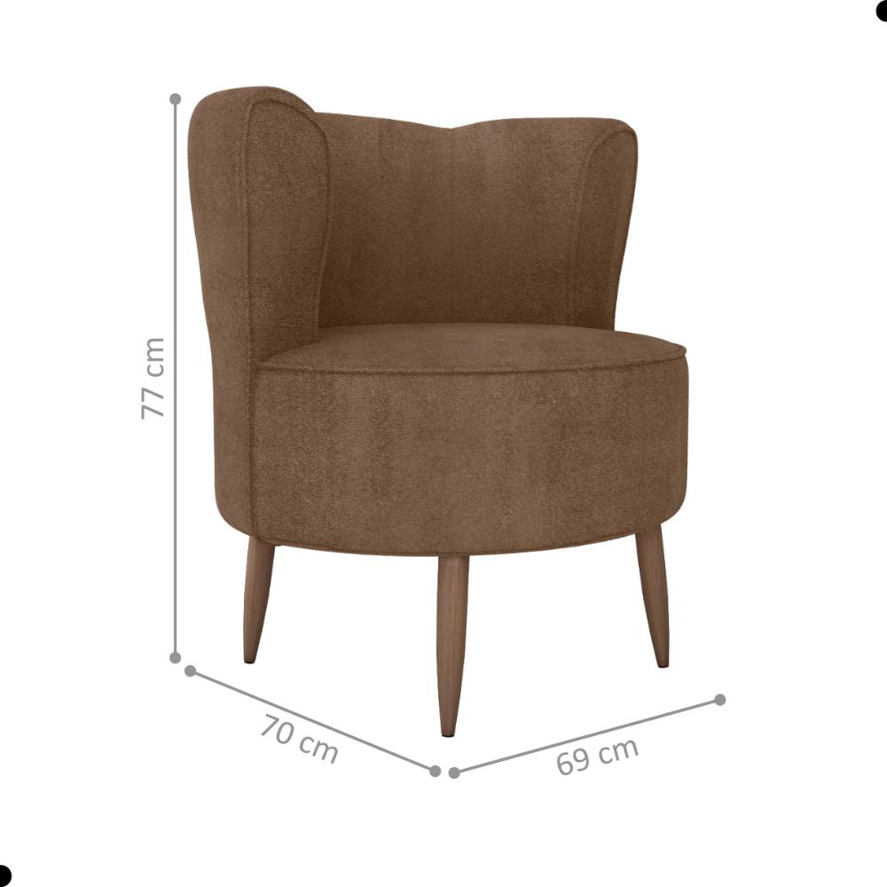 Poltrona para Sala de Recepção Ceará Veludo Marrom