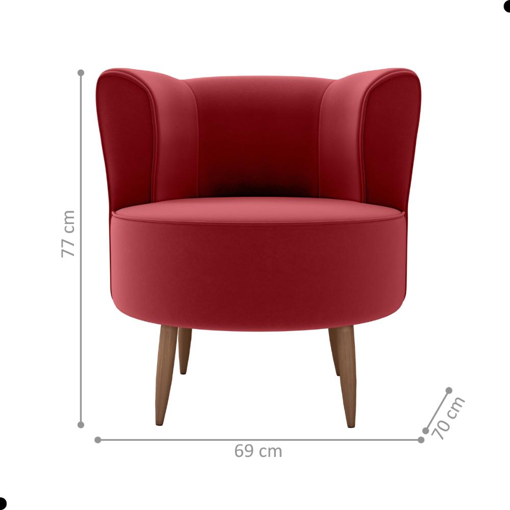Poltrona para Sala de Recepção Ceará Veludo Vinho