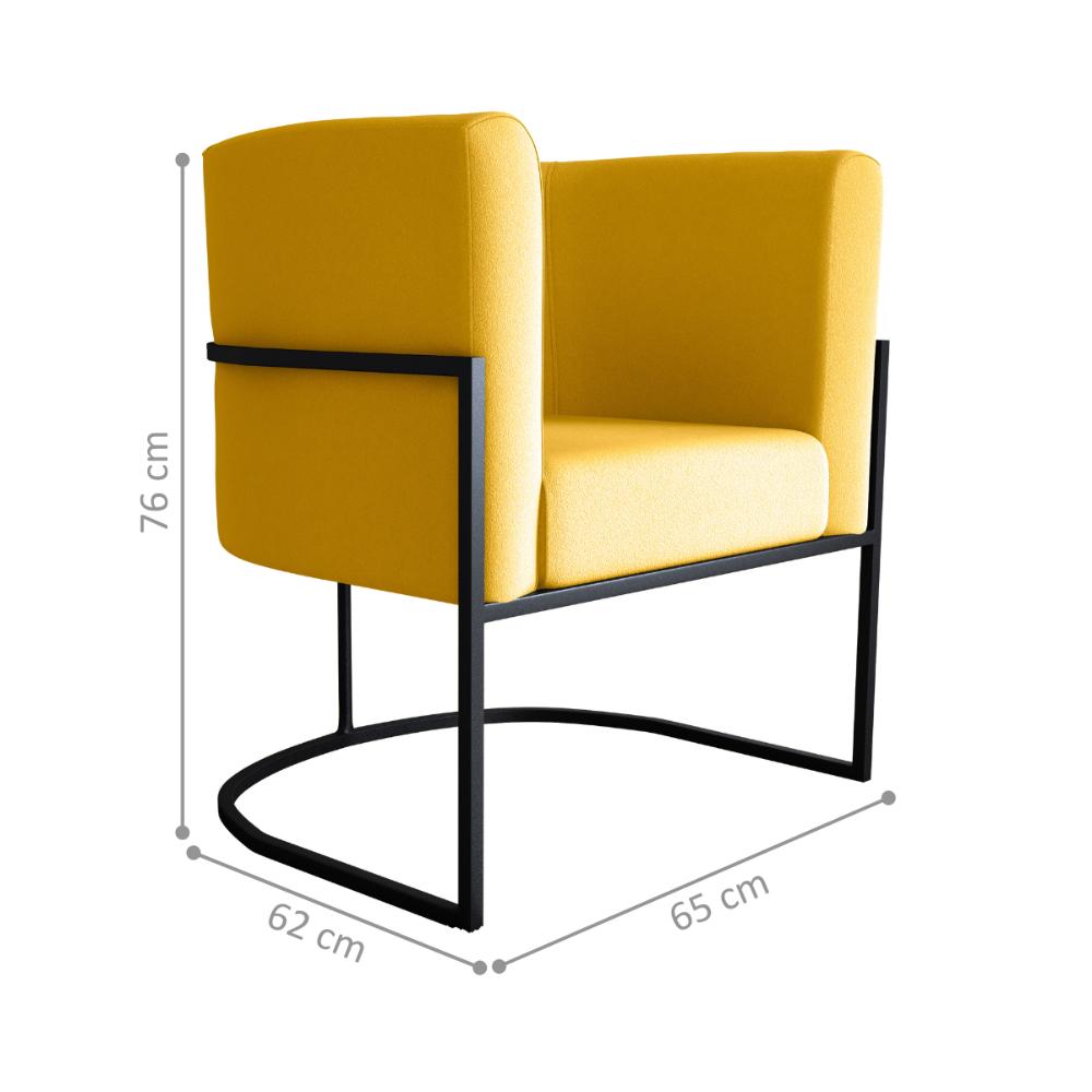 Poltrona para Sala de Recepção Milão Veludo Holland Amarelo