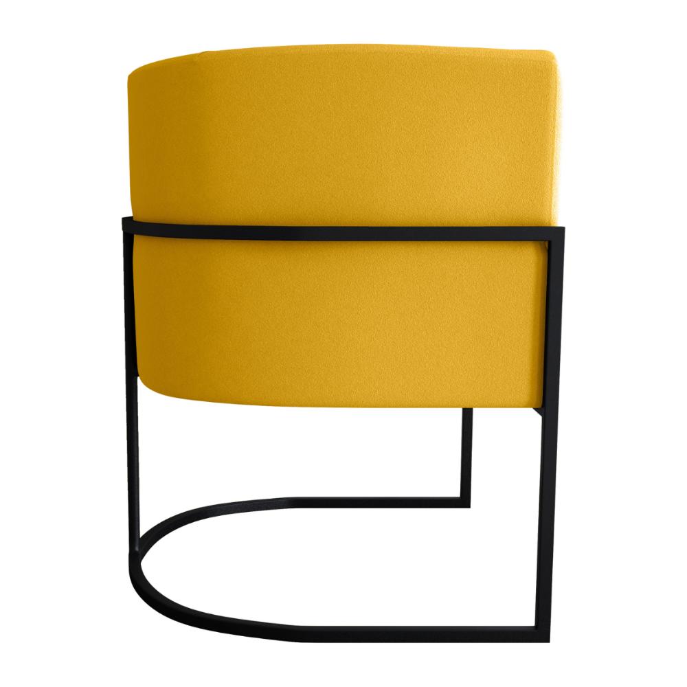 Poltrona para Sala de Recepção Milão Veludo Holland Amarelo