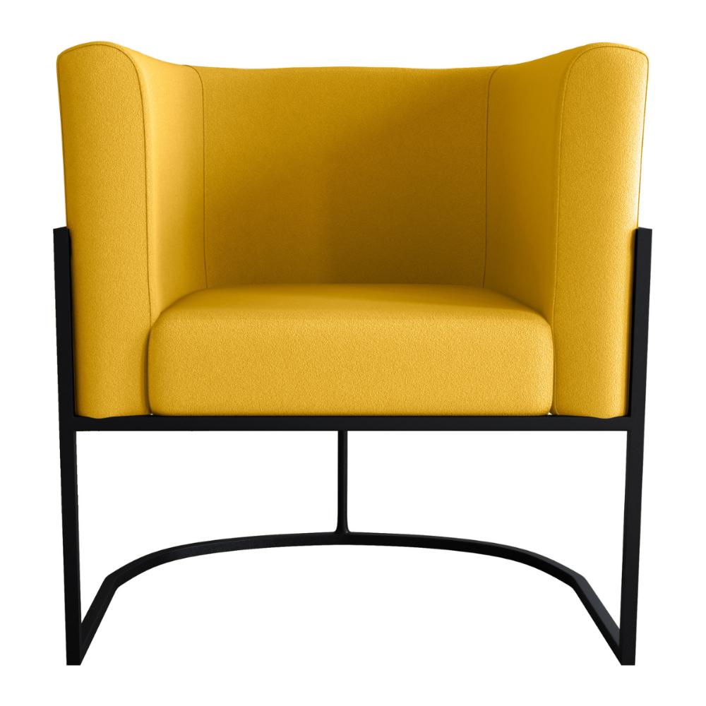Poltrona para Sala de Recepção Milão Veludo Holland Amarelo