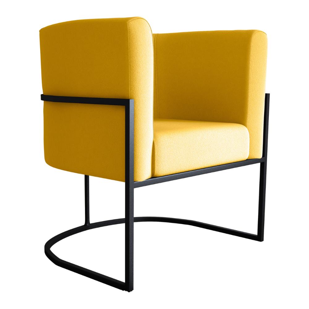 Poltrona para Sala de Recepção Milão Veludo Holland Amarelo