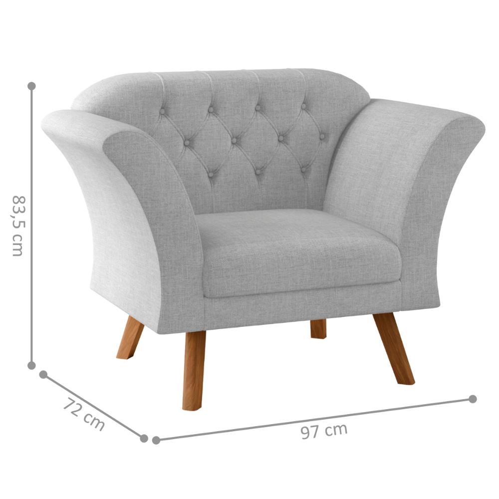 Poltrona para Sala de Recepção Moreira Linha Cinza