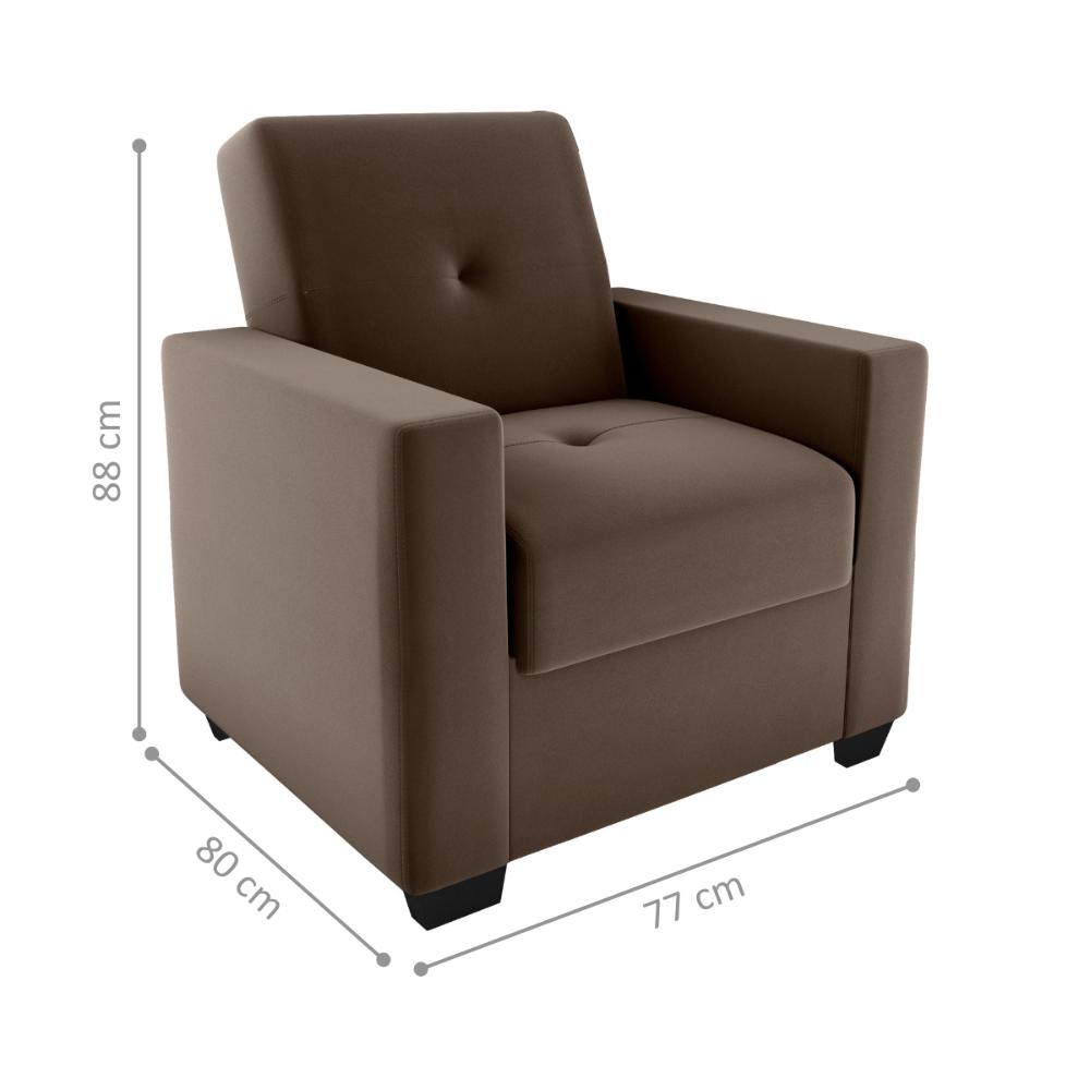 Poltrona para Sala de Recepção Rick Veludo Marrom