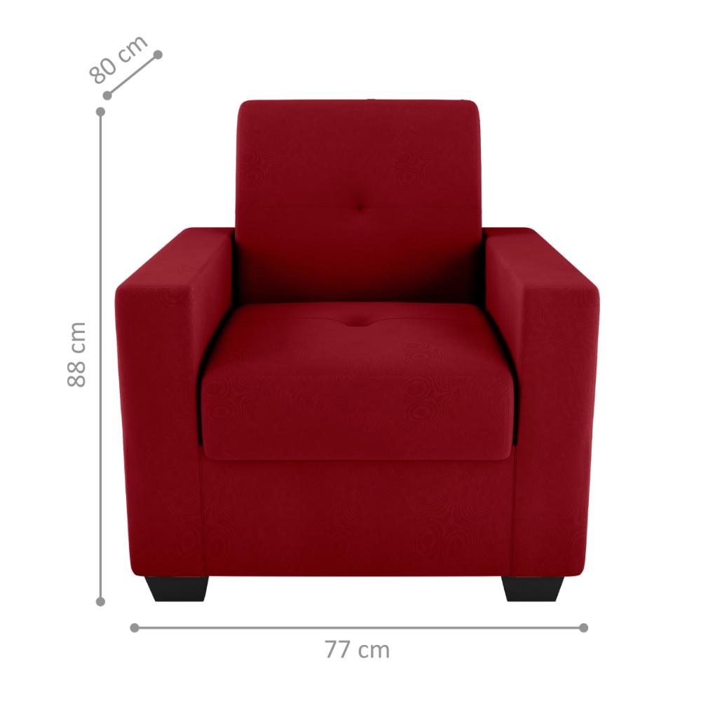 Poltrona para Sala de Recepção Rick Veludo Maserati Vermelho