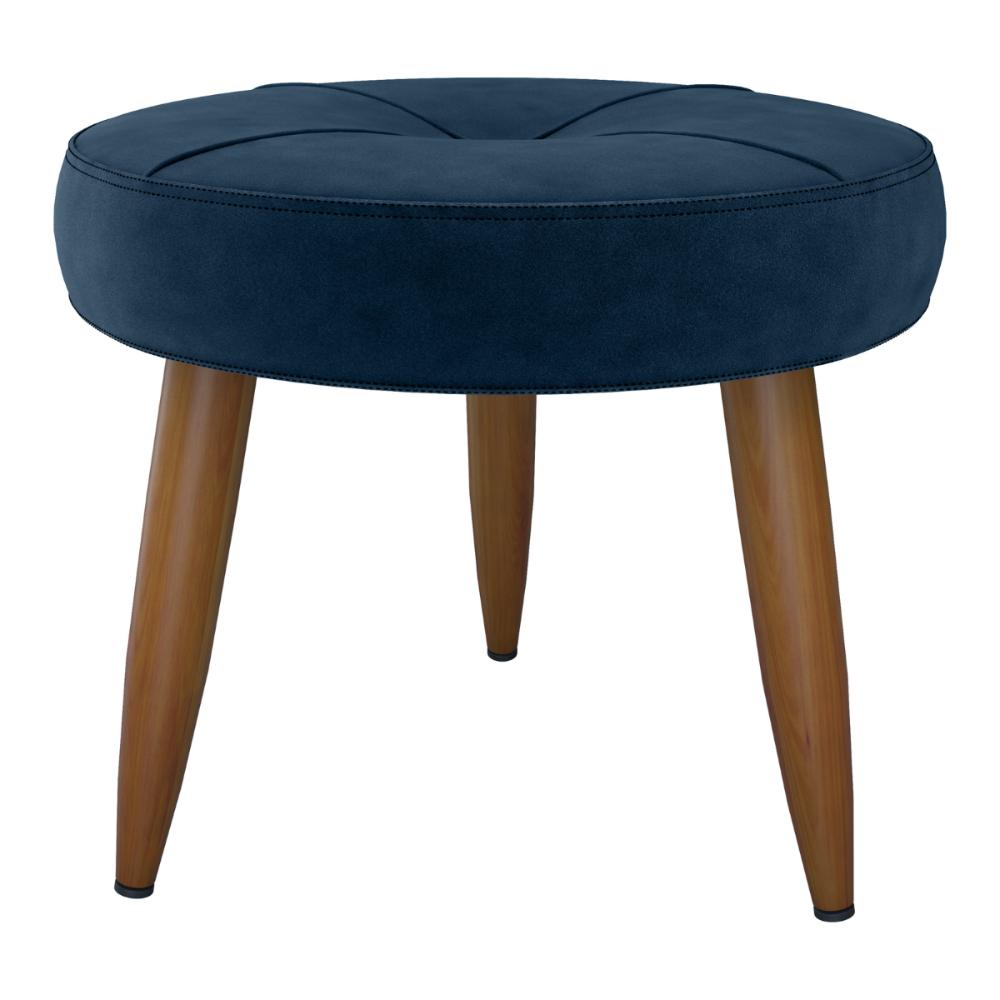 Puff Decorativa Redondo Marici Veludo Azul