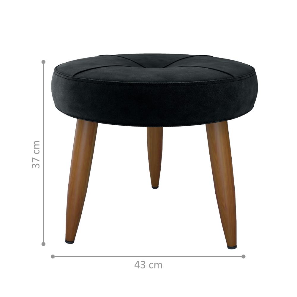 Puff Decorativa Redondo Marici Veludo Preto