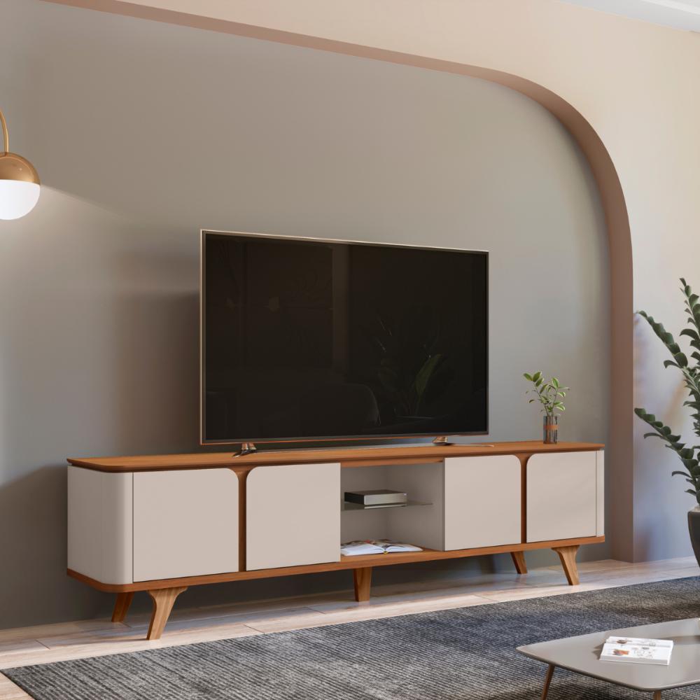 Rack 4 Portas para TVs de 60 Polegadas Ripley Cedro Off White