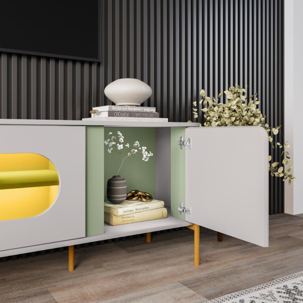 Rack Honolulu Para TV 75 Polegadas Off White Pistache