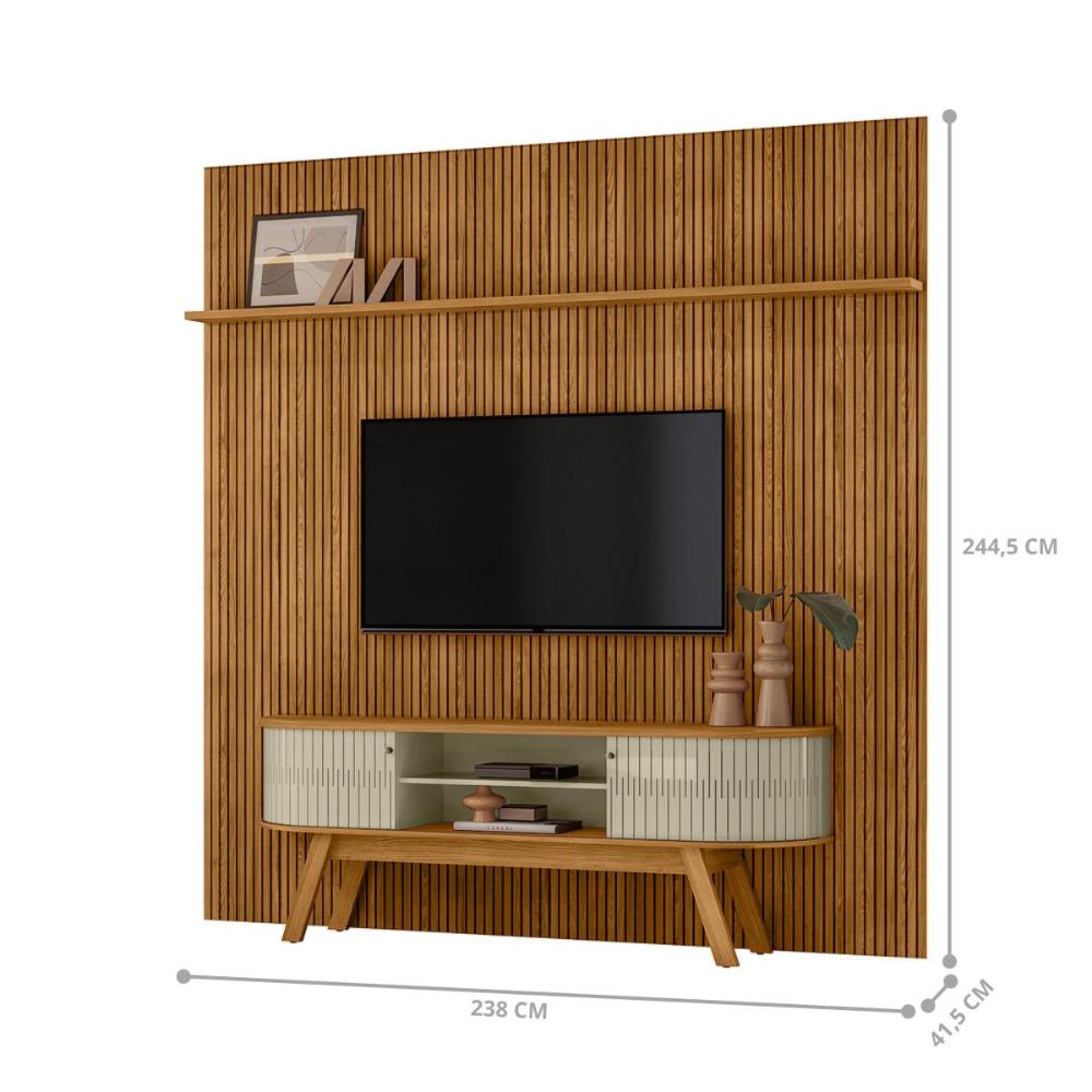 Rack Painel Para TV Sunshroud Cumaru Opala