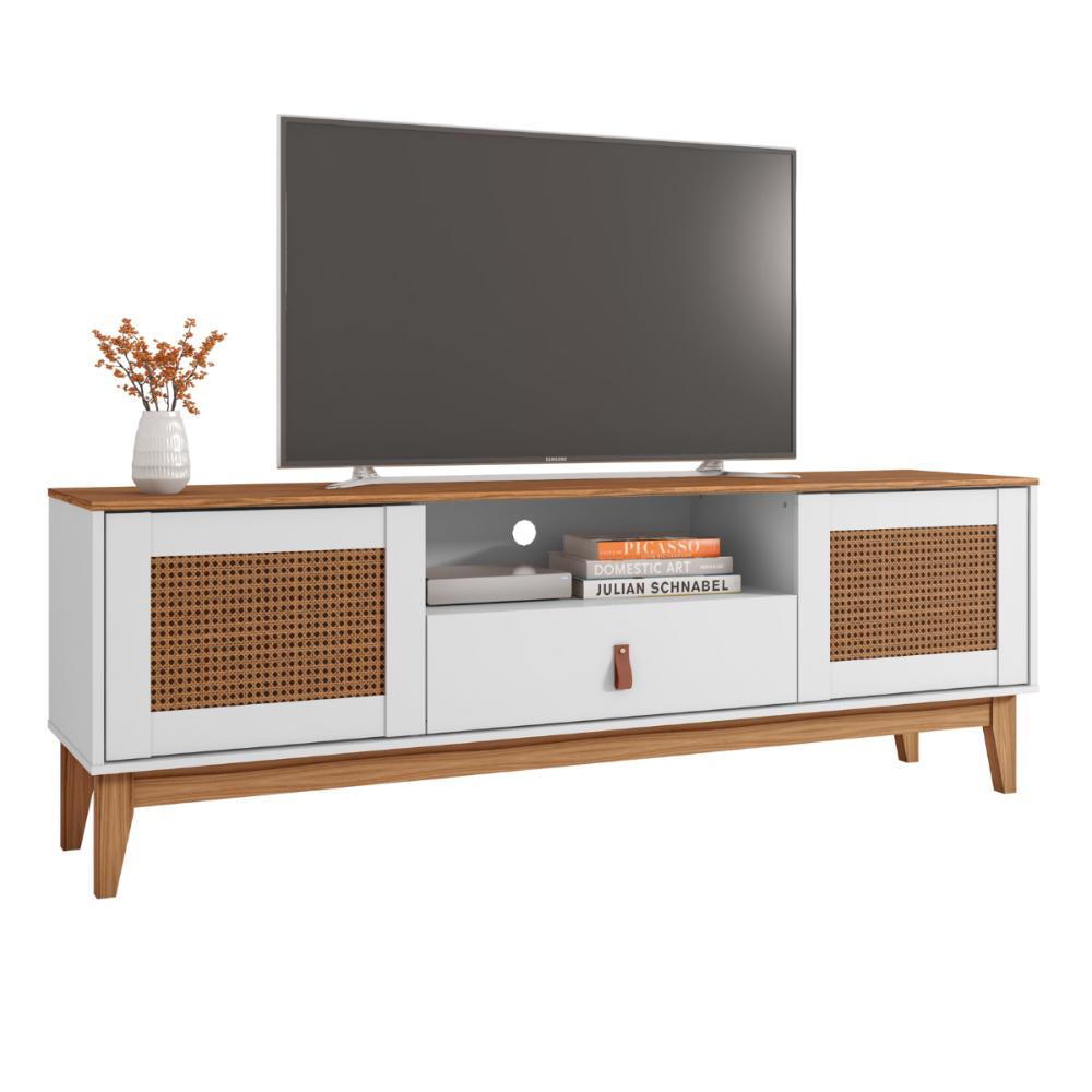 Rack com 1 Gaveta para TVs 60 Polegadas Chester Branco Noce