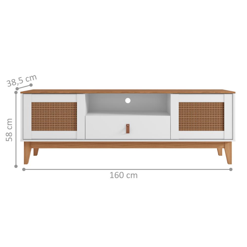 Rack com 1 Gaveta para TVs 60 Polegadas Chester Branco Noce